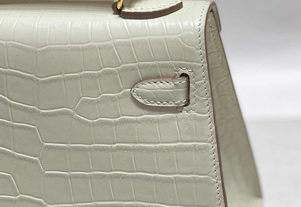 Hermes Kelly Bag 20 Beige Crocodile Leather Gold Hardware H7301