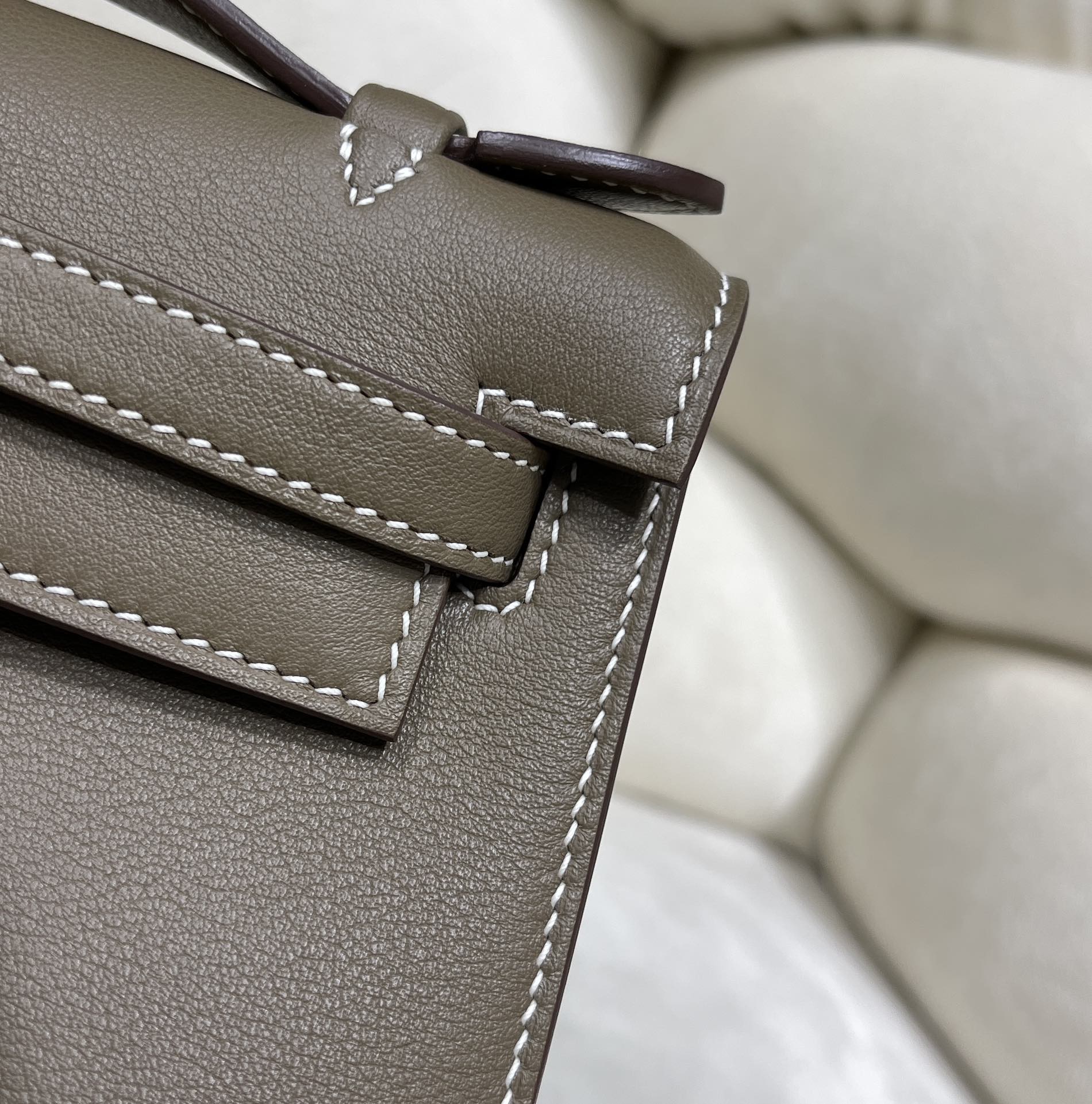 Hermes Kelly Bag 22 Swift Leather Gray Silver Hardware