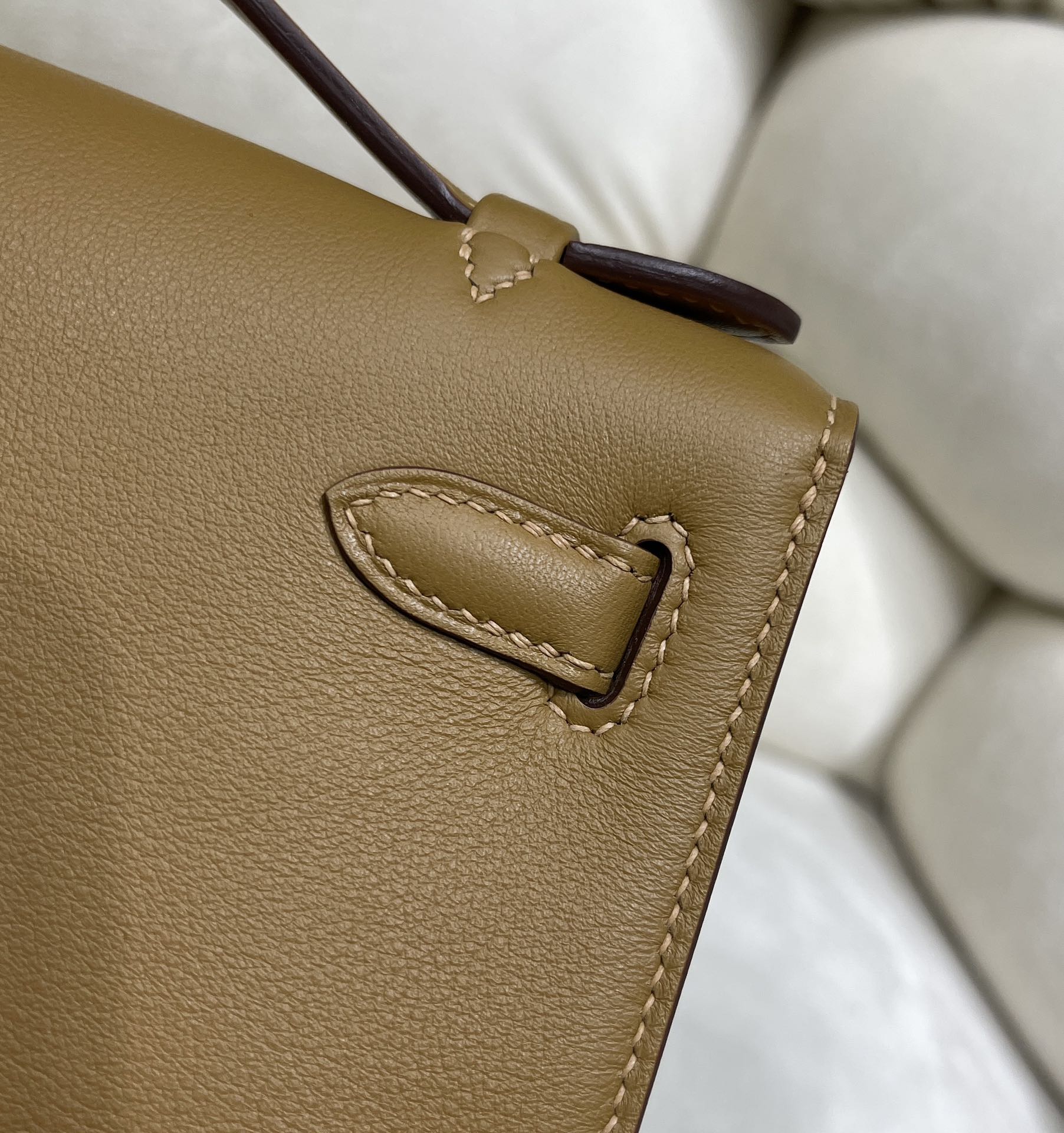 Hermes Kelly Bag 22 Camel Swift Leather Silver Hardware