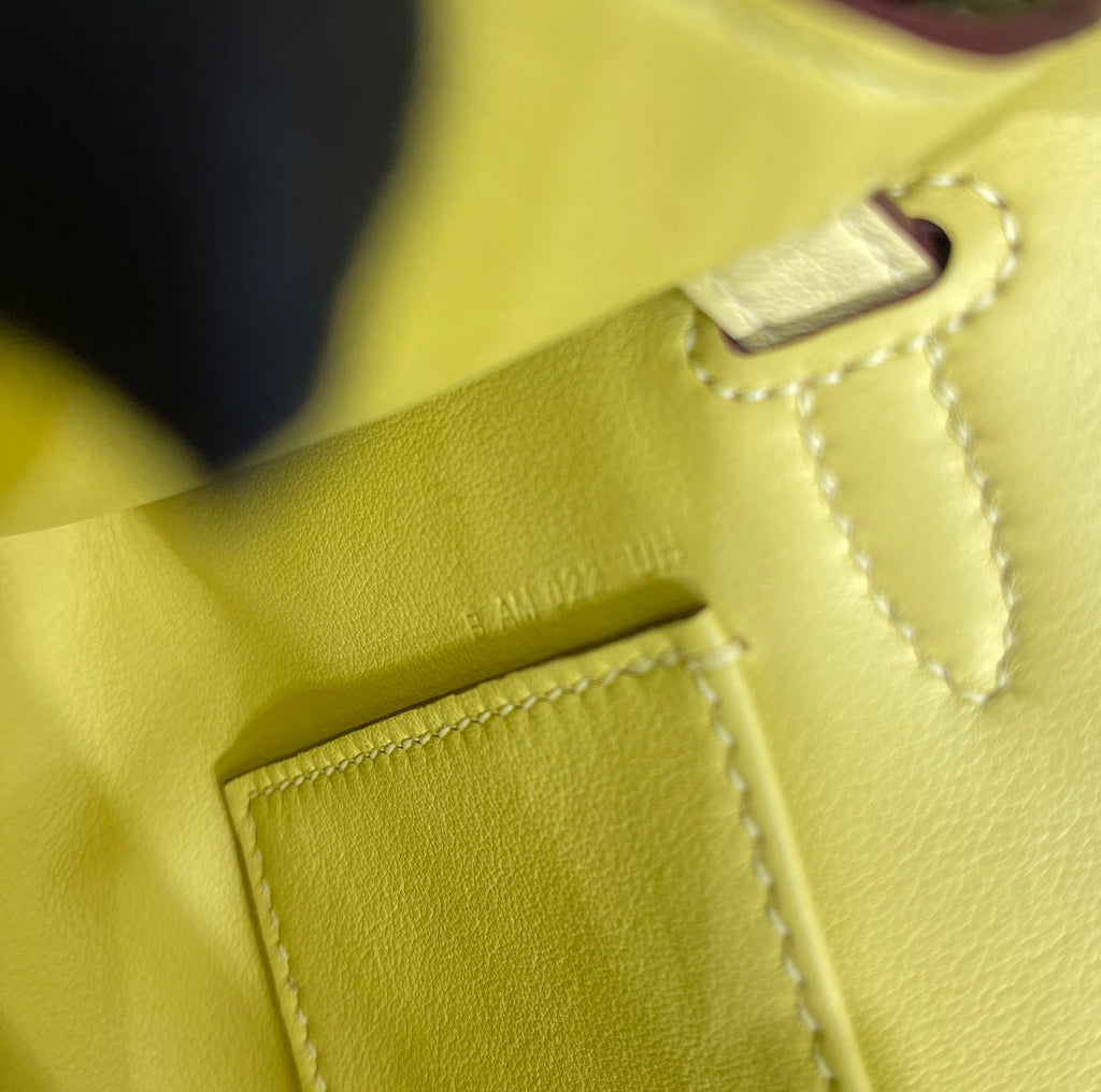 Hermes Kelly Bag 22 Lemon Swift Leather Silver Hardware