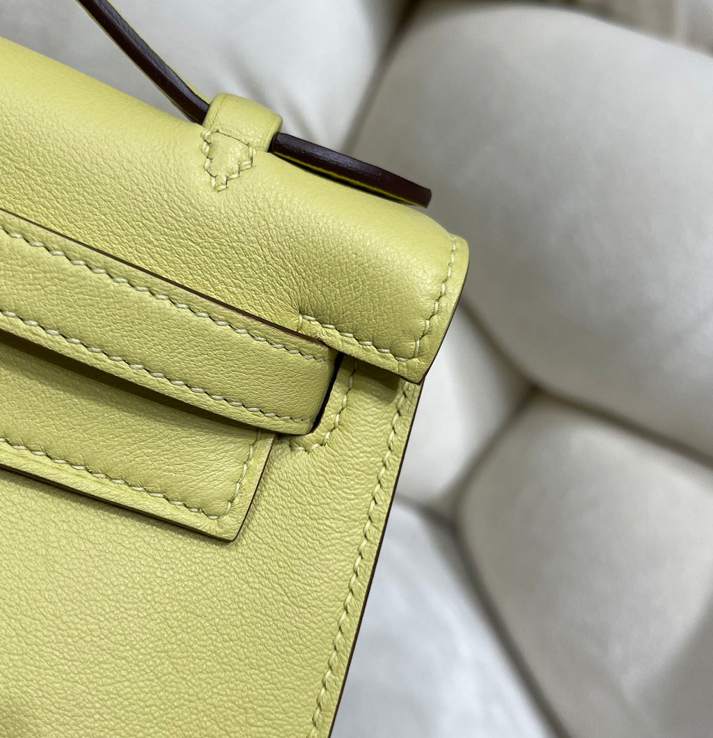Hermes Kelly Bag 22 Lemon Swift Leather Gold Hardware