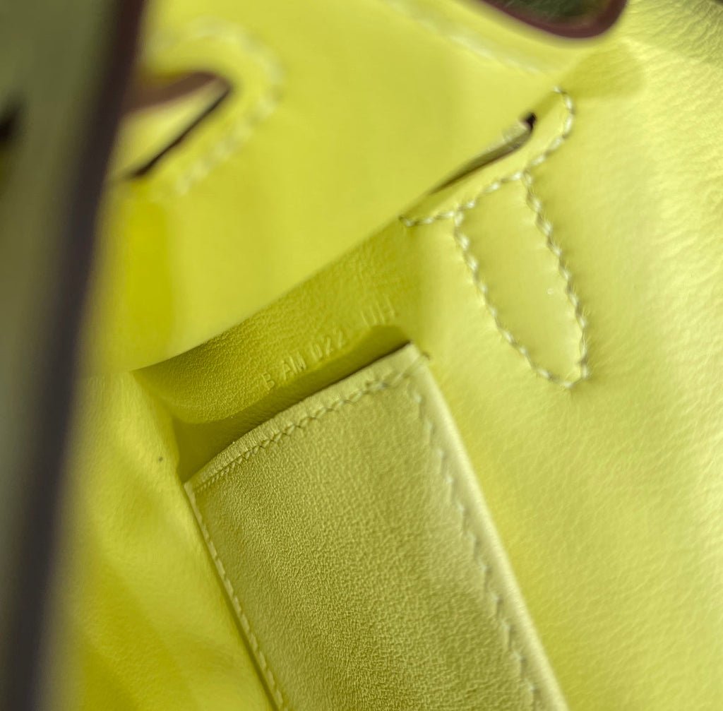 Hermes Kelly Bag 22 Lemon Swift Leather Gold Hardware