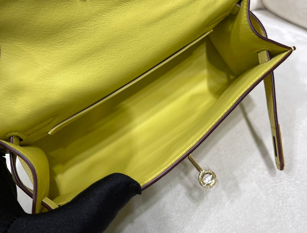 Hermes Kelly Bag 22 Lemon Swift Leather Gold Hardware