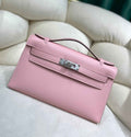 Hermes Kelly Bag 22 Pink Swift Leather Silver Hardware