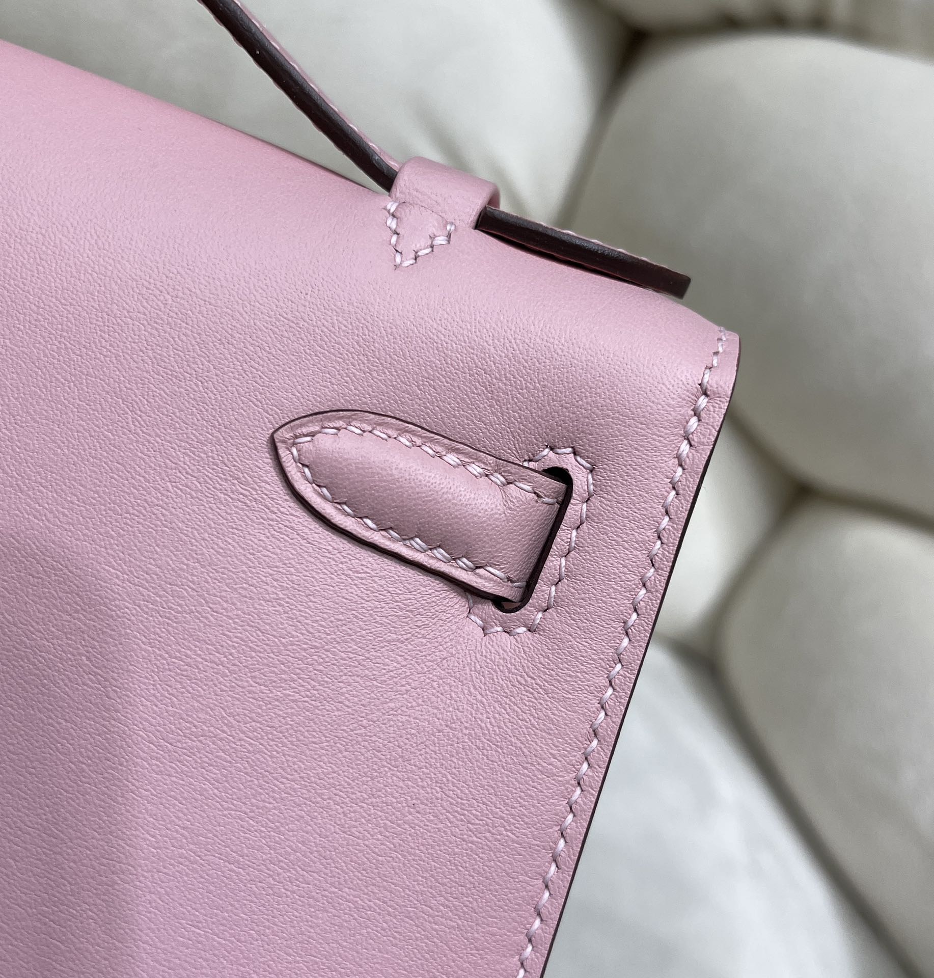 Hermes Kelly Bag 22 Pink Swift Leather Silver Hardware