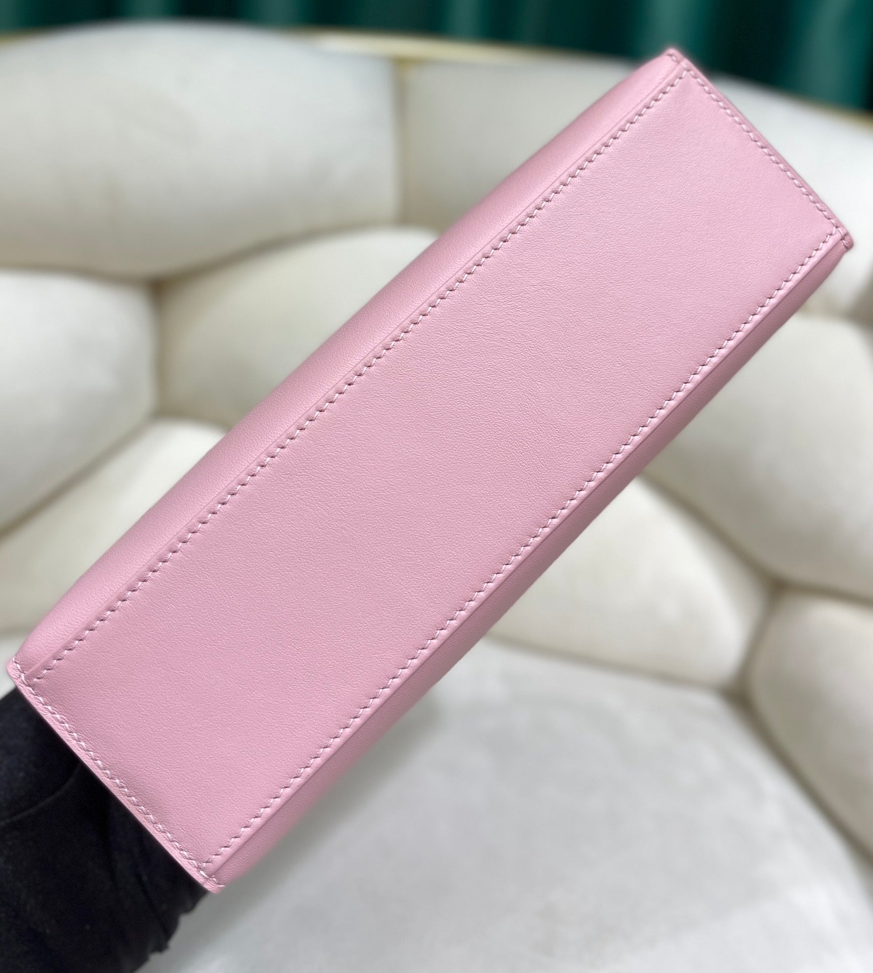 Hermes Kelly Bag 22 Pink Swift Leather Silver Hardware
