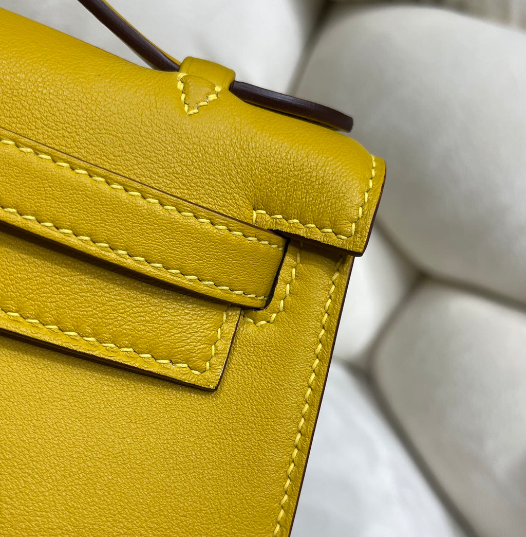 Hermes Kelly Bag 22 Yellow Swift Leather Gold Hardware