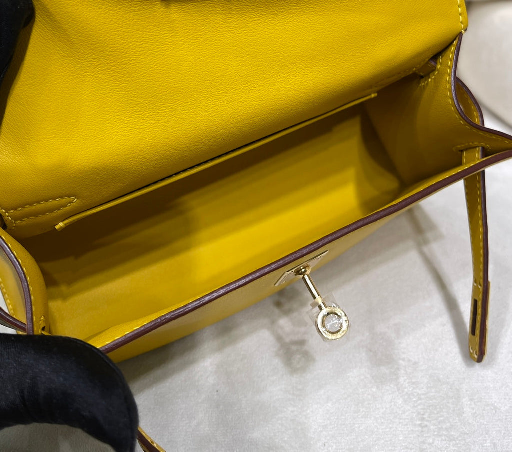 Hermes Kelly Bag 22 Yellow Swift Leather Gold Hardware