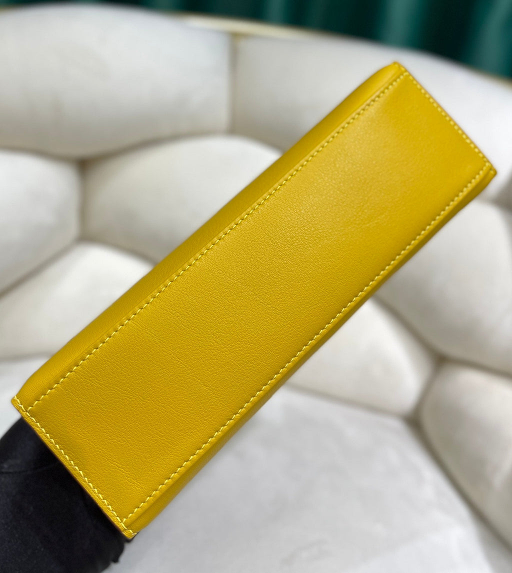 Hermes Kelly Bag 22 Yellow Swift Leather Silver Hardware