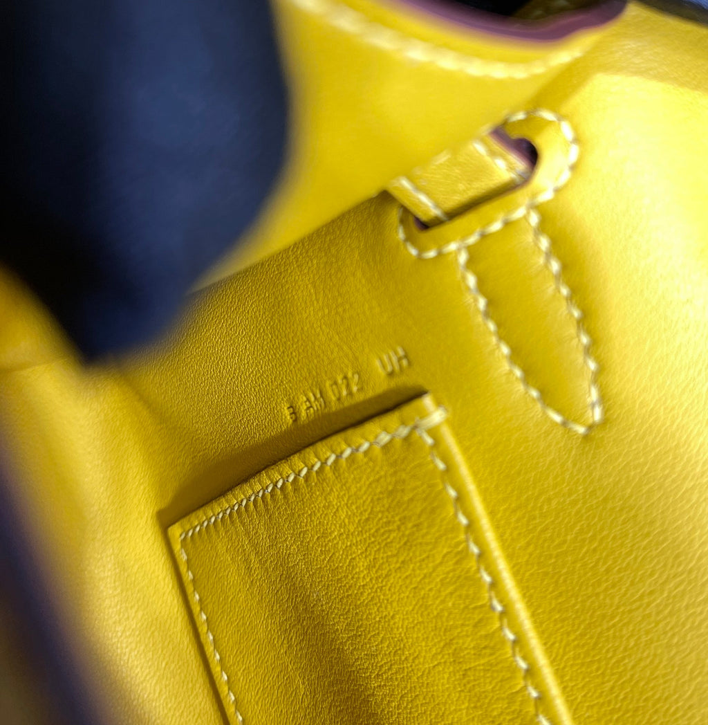 Hermes Kelly Bag 22 Yellow Swift Leather Silver Hardware
