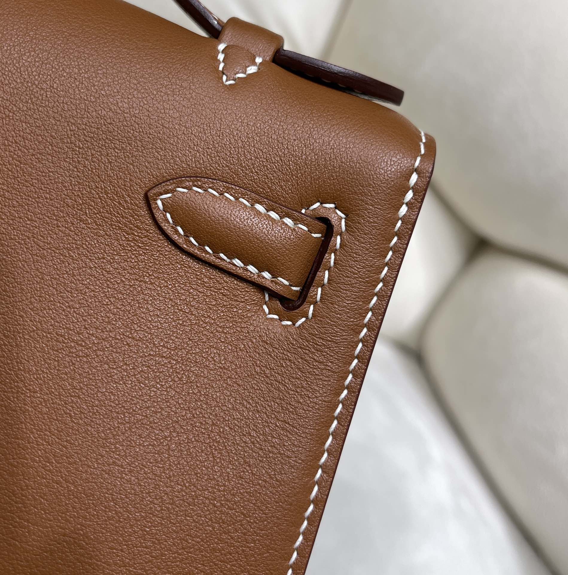 Hermes Kelly Bag 22 Brown Swift Leather Silver Hardware