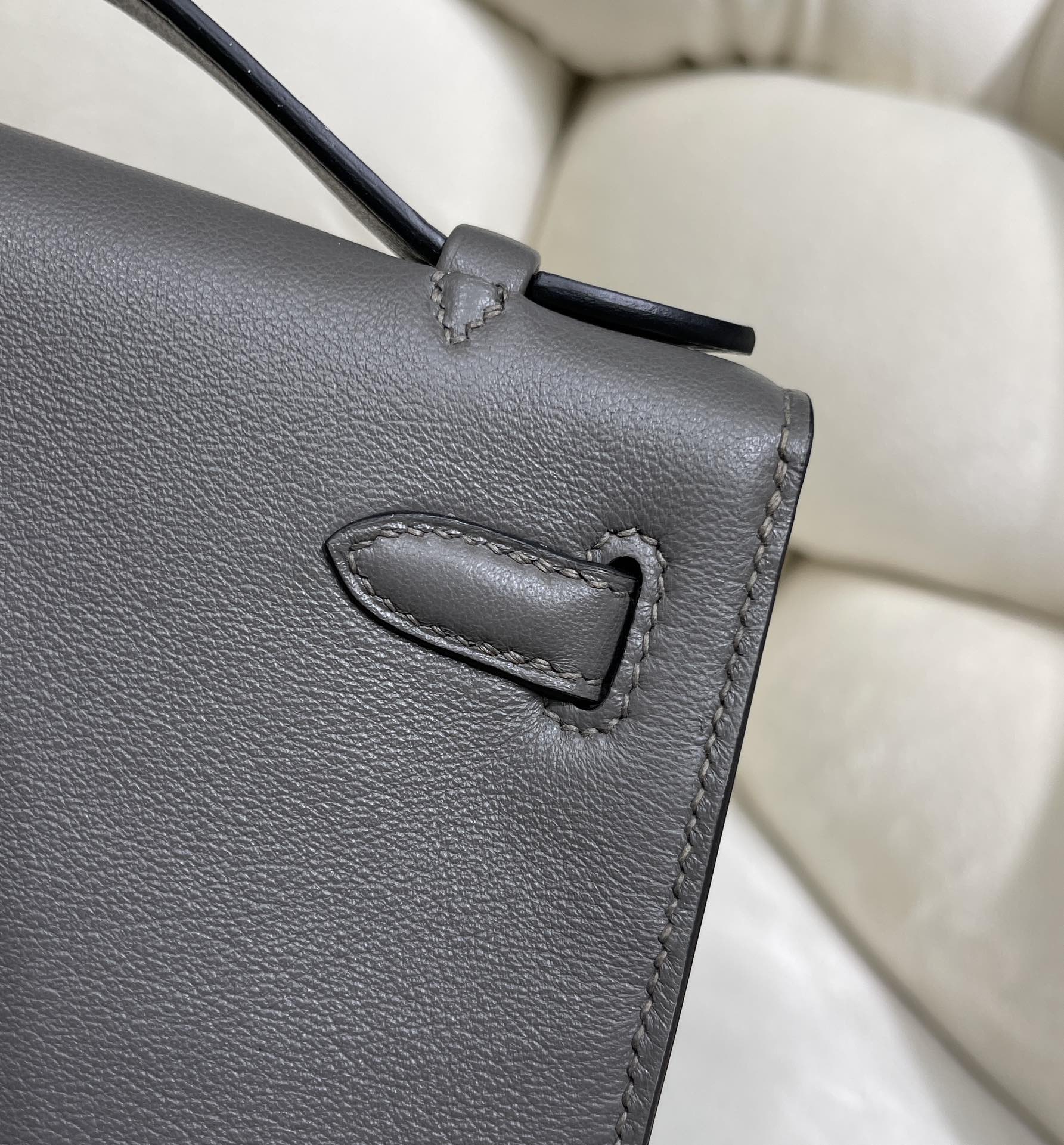 Hermes Kelly Bag 22 Dark Gray Swift Leather Silver Hardware