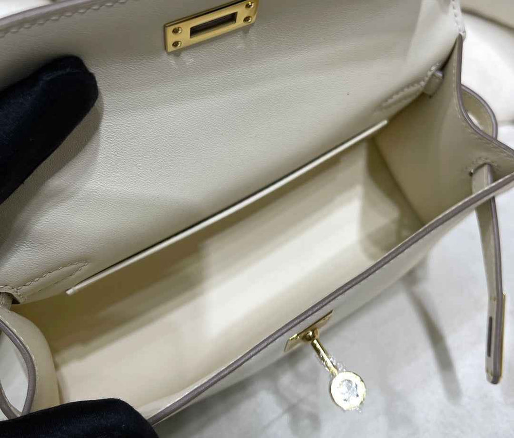 Hermes Kelly Bag 22 Beige Swift Leather Gold Hardware