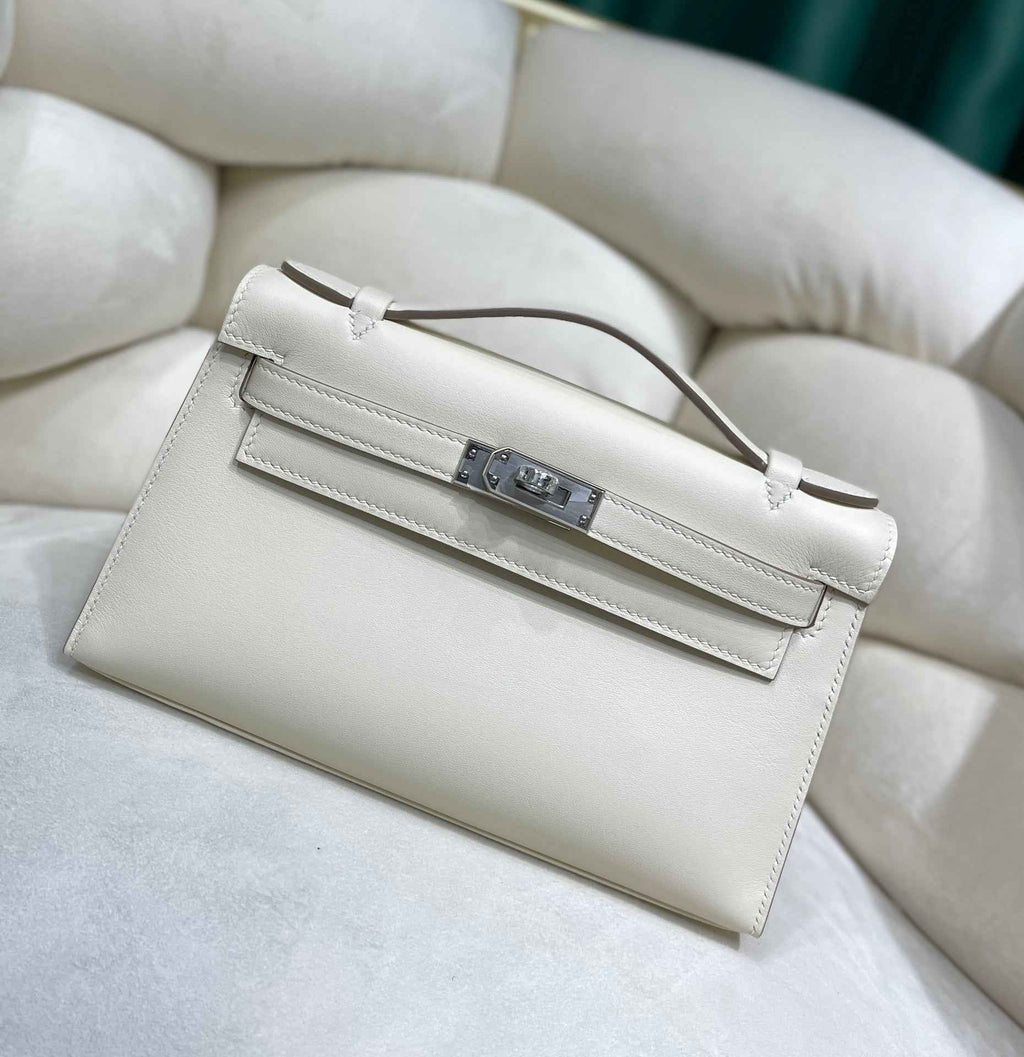 Hermes Kelly Bag 22 Beige Swift Leather Silver Hardware