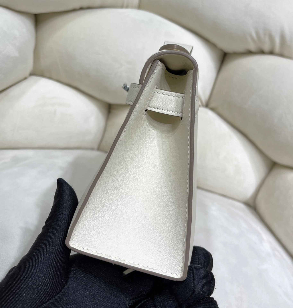 Hermes Kelly Bag 22 Beige Swift Leather Silver Hardware