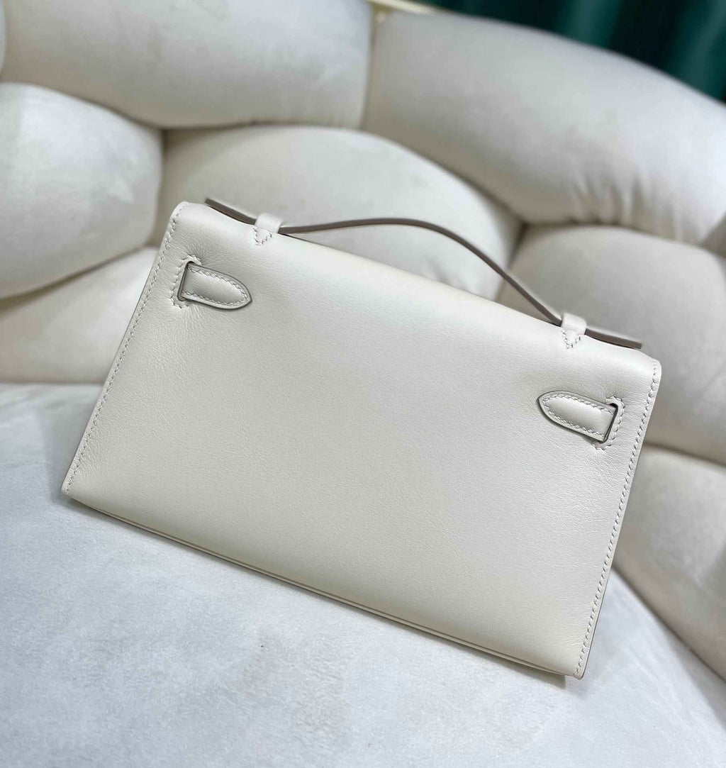 Hermes Kelly Bag 22 Beige Swift Leather Silver Hardware