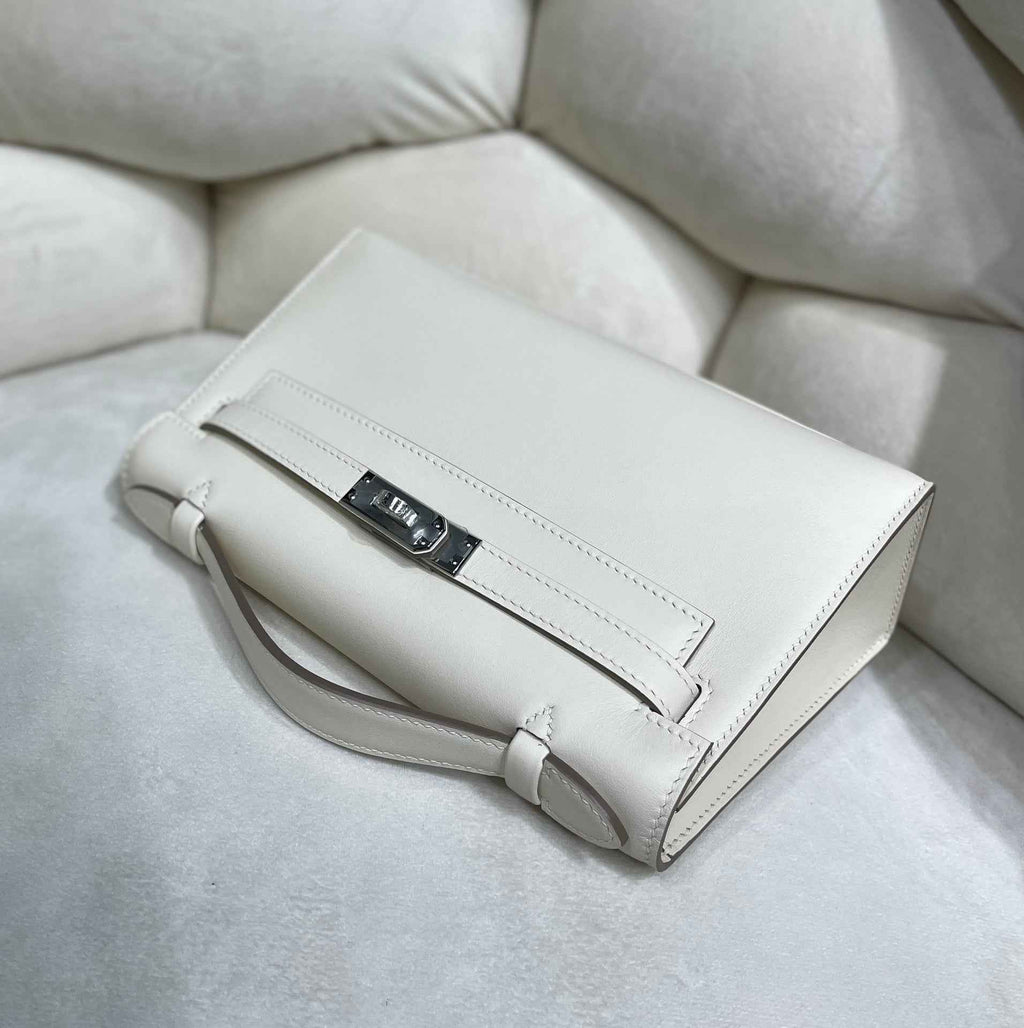 Hermes Kelly Bag 22 Beige Swift Leather Silver Hardware