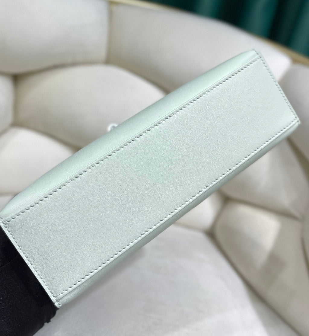 Hermes Kelly Bag 22 Light Green Swift Leather Silver Hardware