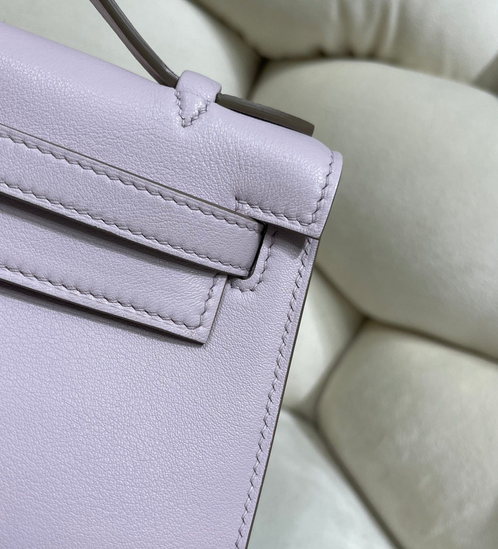Hermes Kelly Bag 22 Light Purple Swift Leather Silver Hardware