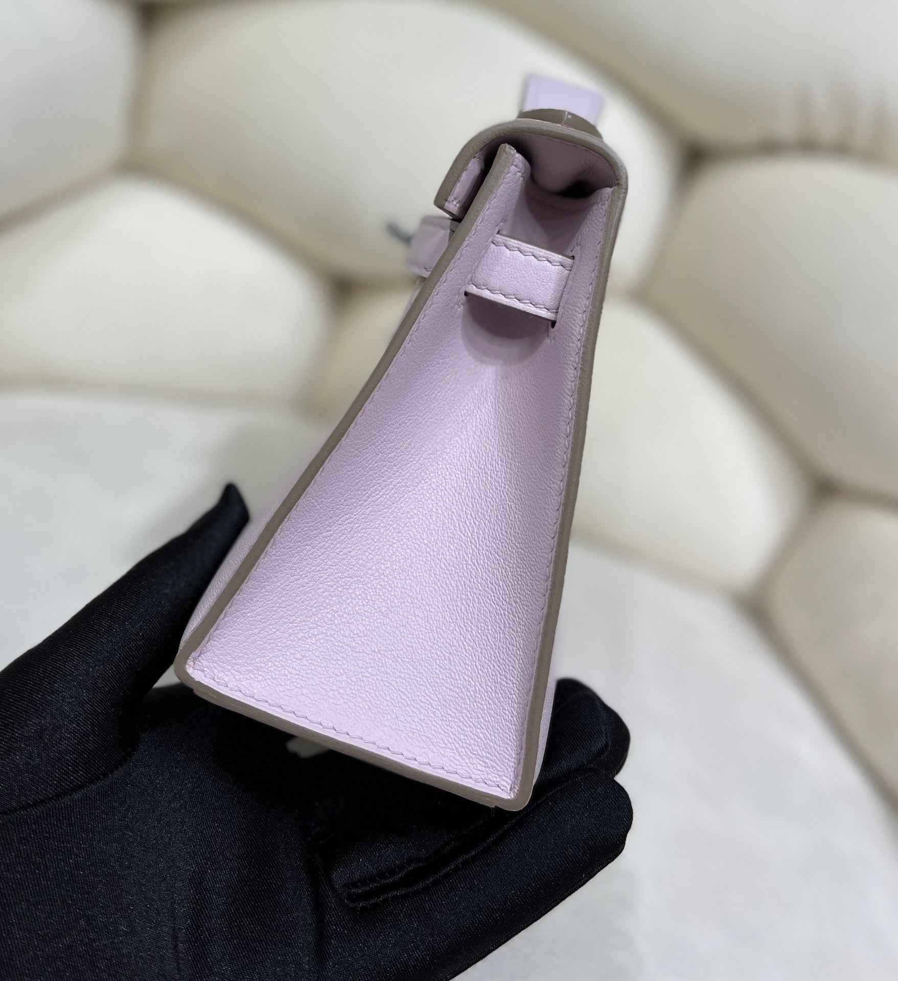 Hermes Kelly Bag 22 Light Purple Swift Leather Silver Hardware