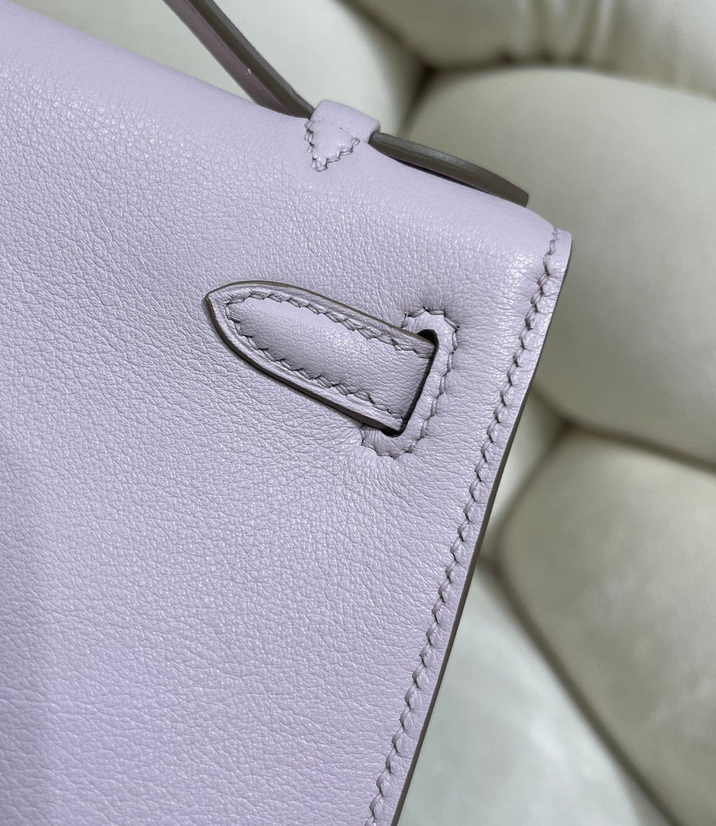 Hermes Kelly Bag 22 Light Purple Swift Leather Silver Hardware