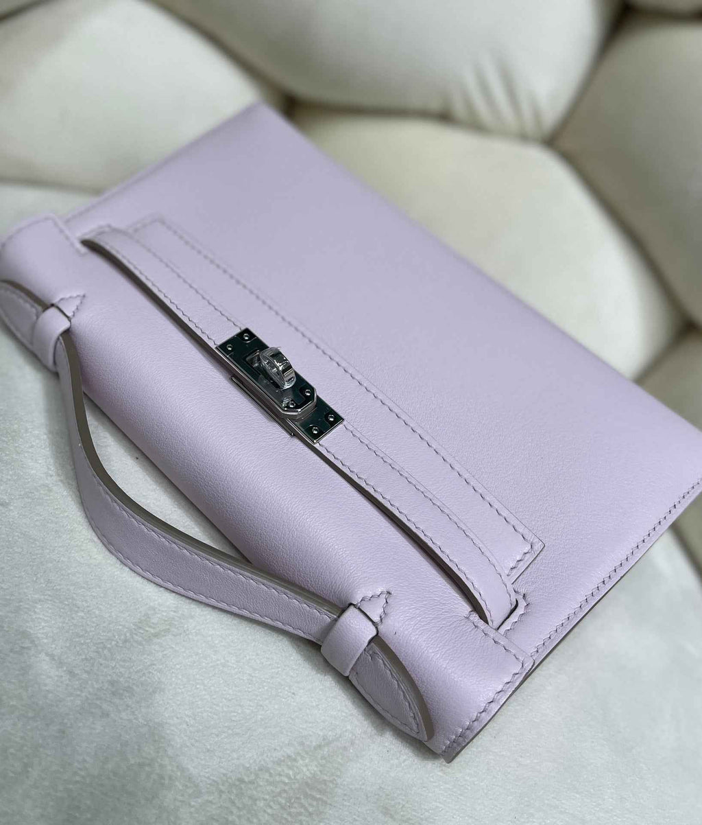 Hermes Kelly Bag 22 Light Purple Swift Leather Silver Hardware