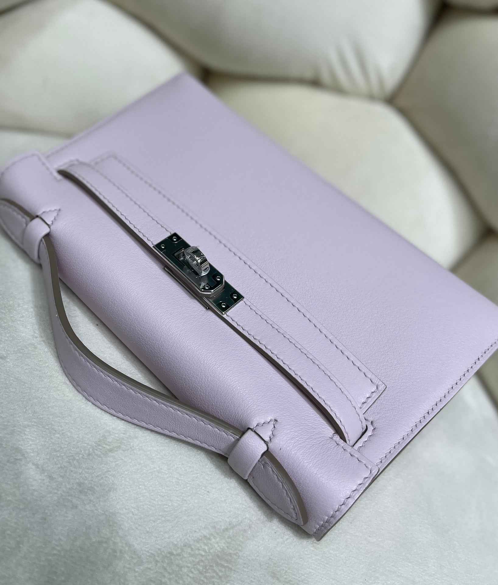 Hermes Kelly Bag 22 Light Purple Swift Leather Silver Hardware