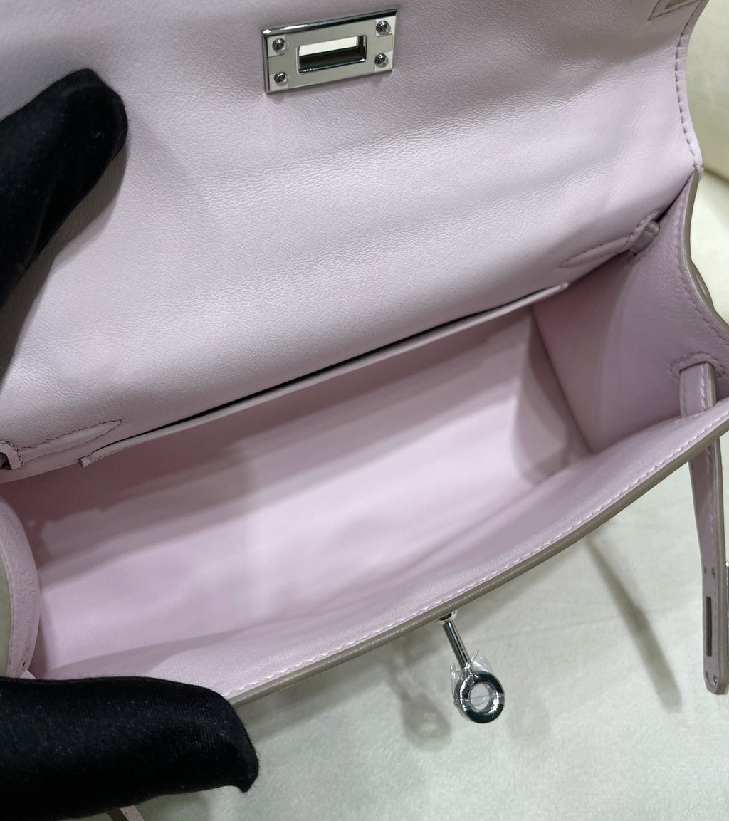 Hermes Kelly Bag 22 Light Purple Swift Leather Silver Hardware