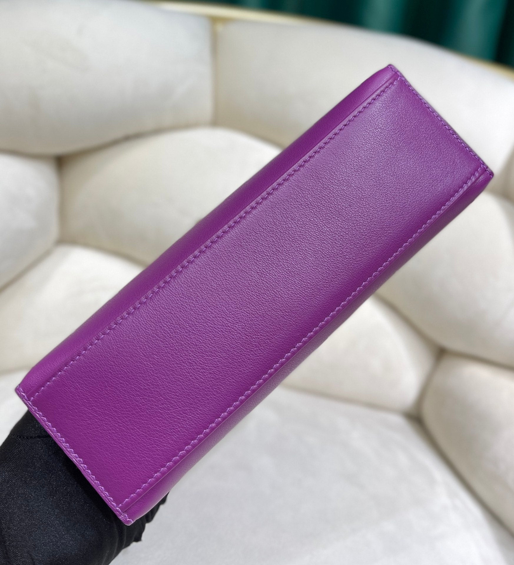 Hermes Kelly Bag 22 Purple Swift Leather Gold Hardware