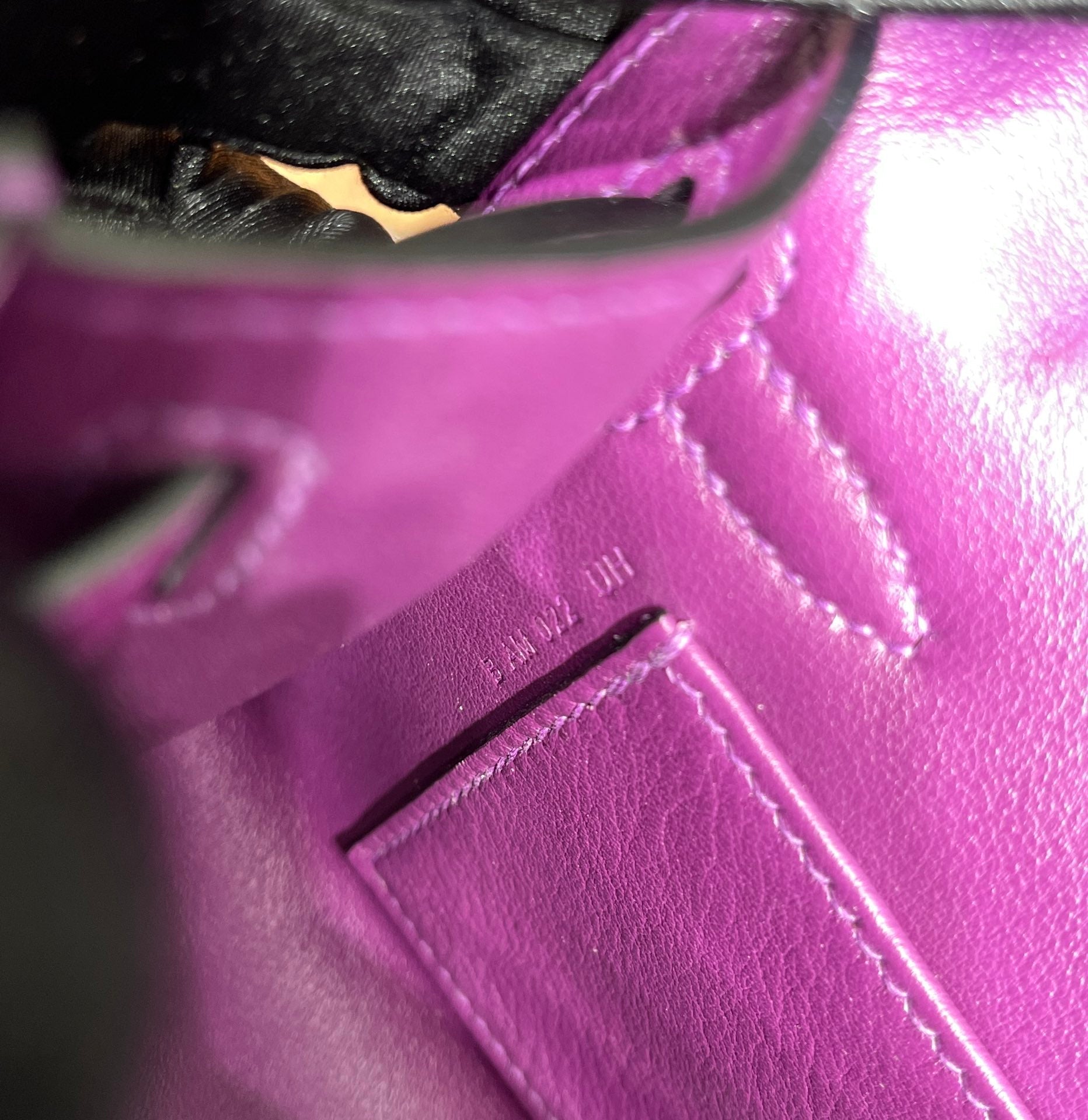 Hermes Kelly Bag 22 Purple Swift Leather Gold Hardware