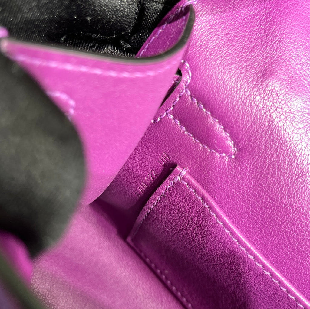 Hermes Kelly Bag 22 Purple Swift Leather Silver Hardware