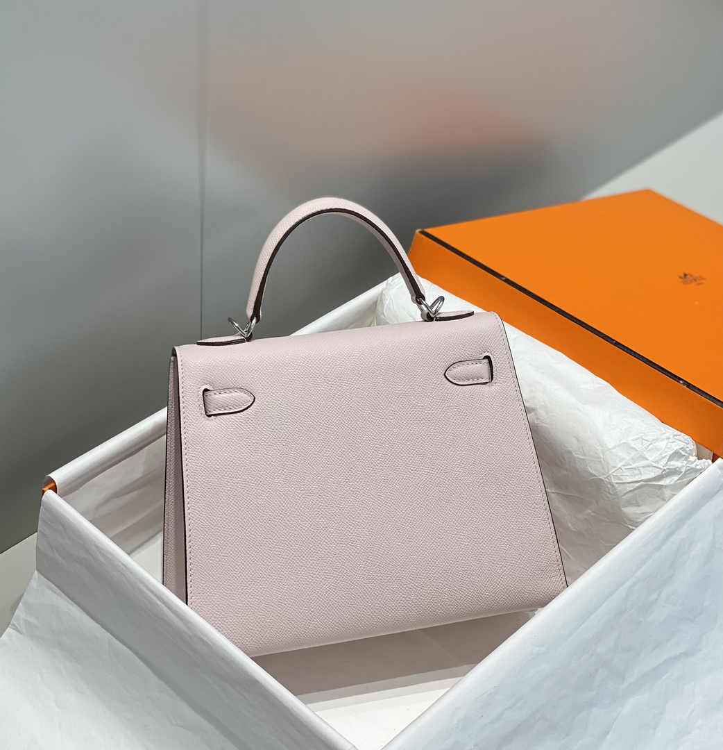 Hermes Kelly Bag 25 Light Pink Epsom Leather Silver Hardware H7101