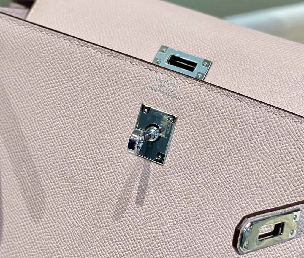 Hermes Kelly Bag 25 Light Pink Epsom Leather Silver Hardware H7101
