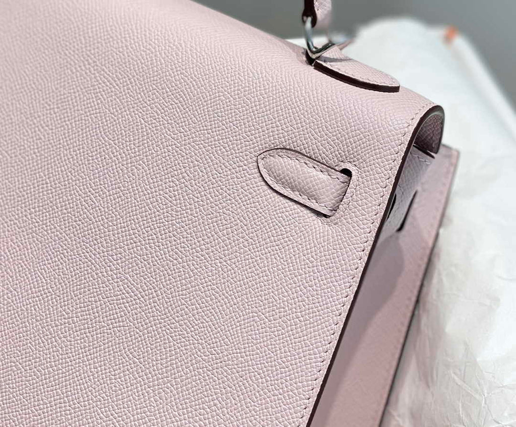 Hermes Kelly Bag 25 Light Pink Epsom Leather Silver Hardware H7101
