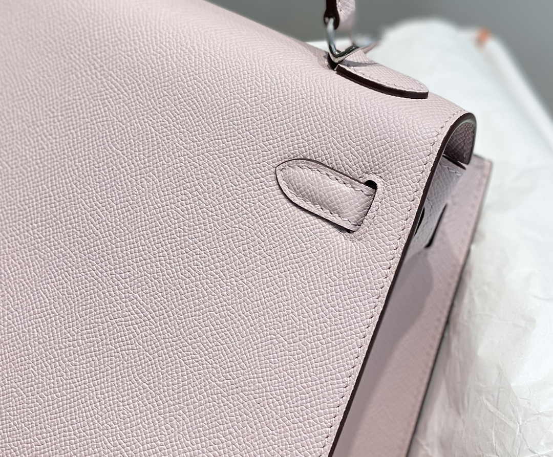 Hermes Kelly Bag 25 Light Pink Epsom Leather Silver Hardware H7101