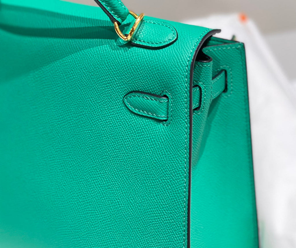 Hermes Kelly Bag 25 Green Epsom Leather Gold Hardware H7109