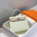 Hermes Kelly Bag 25 Light Green Epsom Leather Silver Hardware H7103