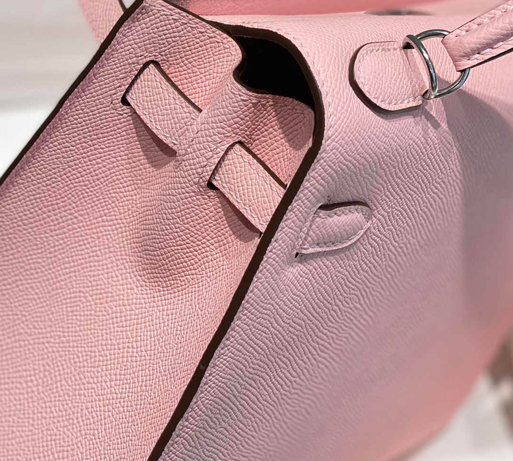 Hermes Kelly Bag 25 Pink Epsom Leather Silver Hardware H7102