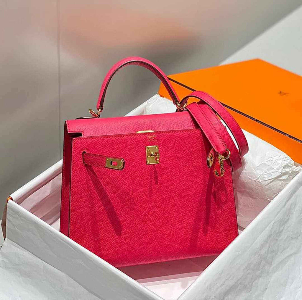 Hermes Kelly Bag 25 Plum Epsom Leather Gold Hardware H7108