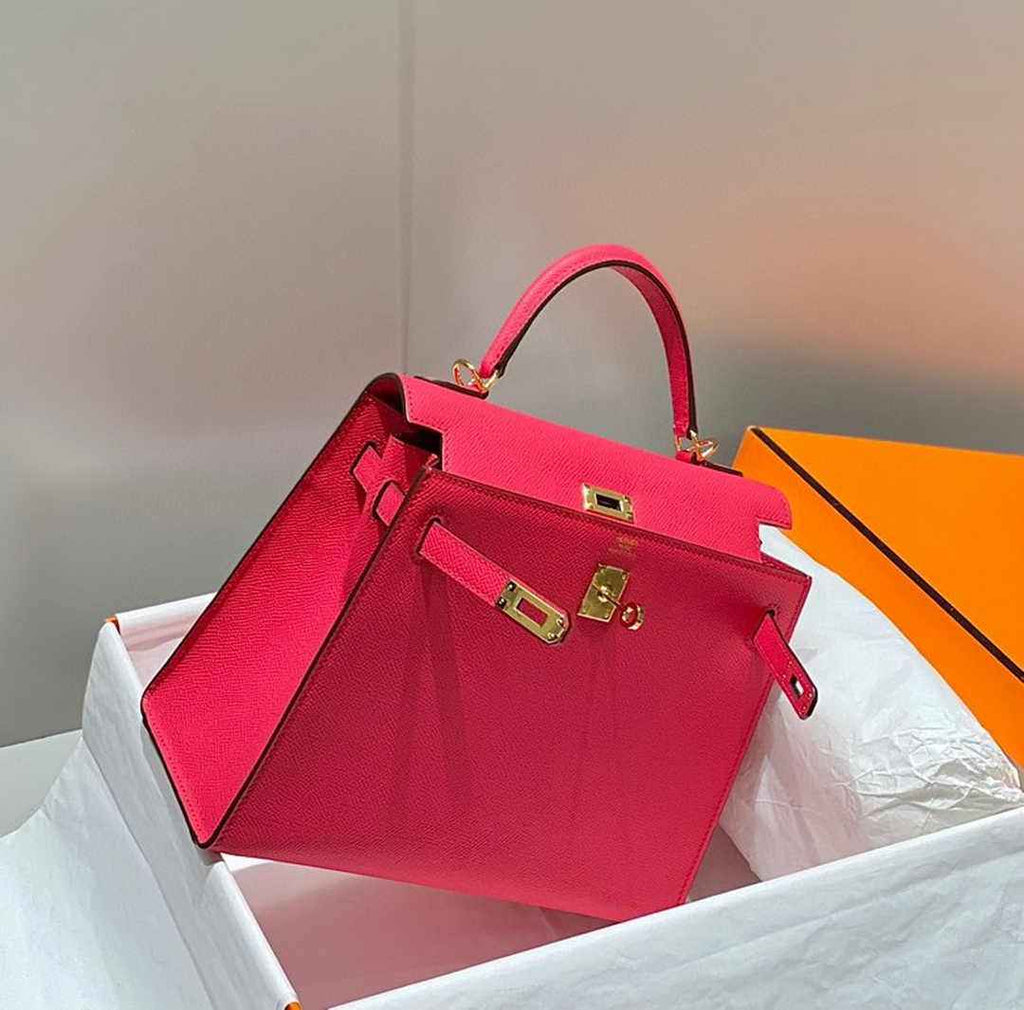 Hermes Kelly Bag 25 Plum Epsom Leather Gold Hardware H7108