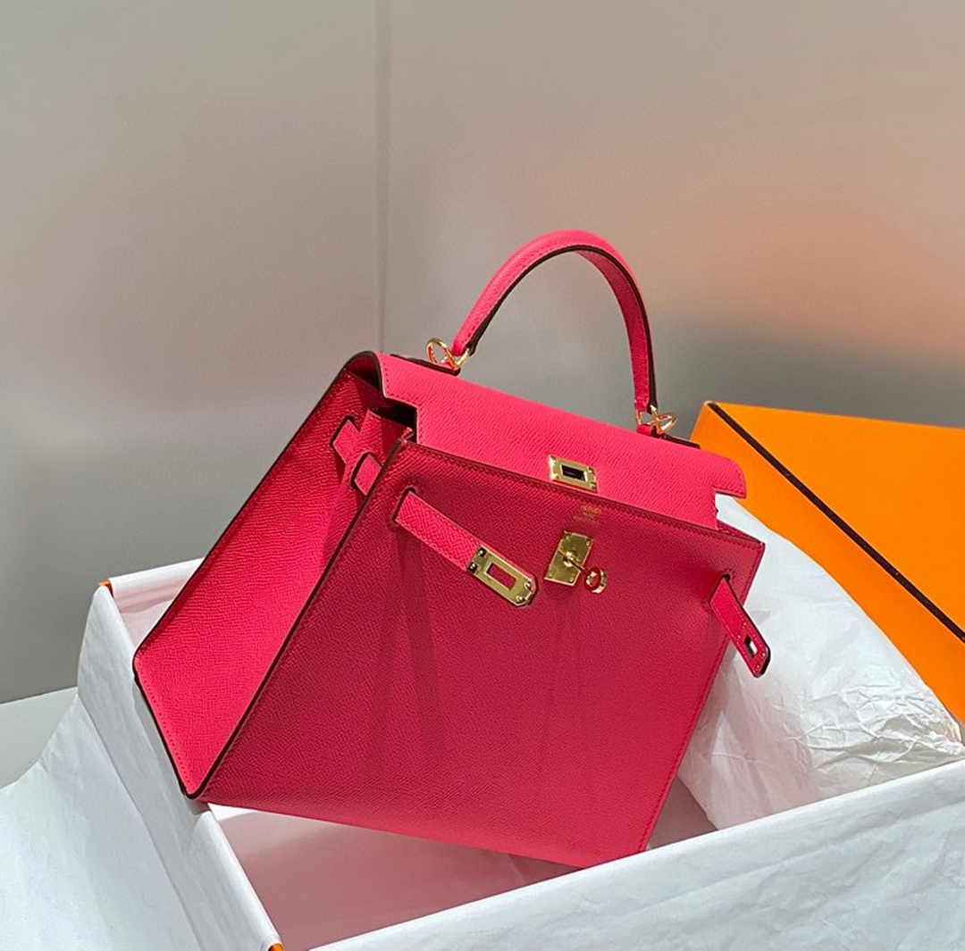 Hermes Kelly Bag 25 Plum Epsom Leather Gold Hardware H7108