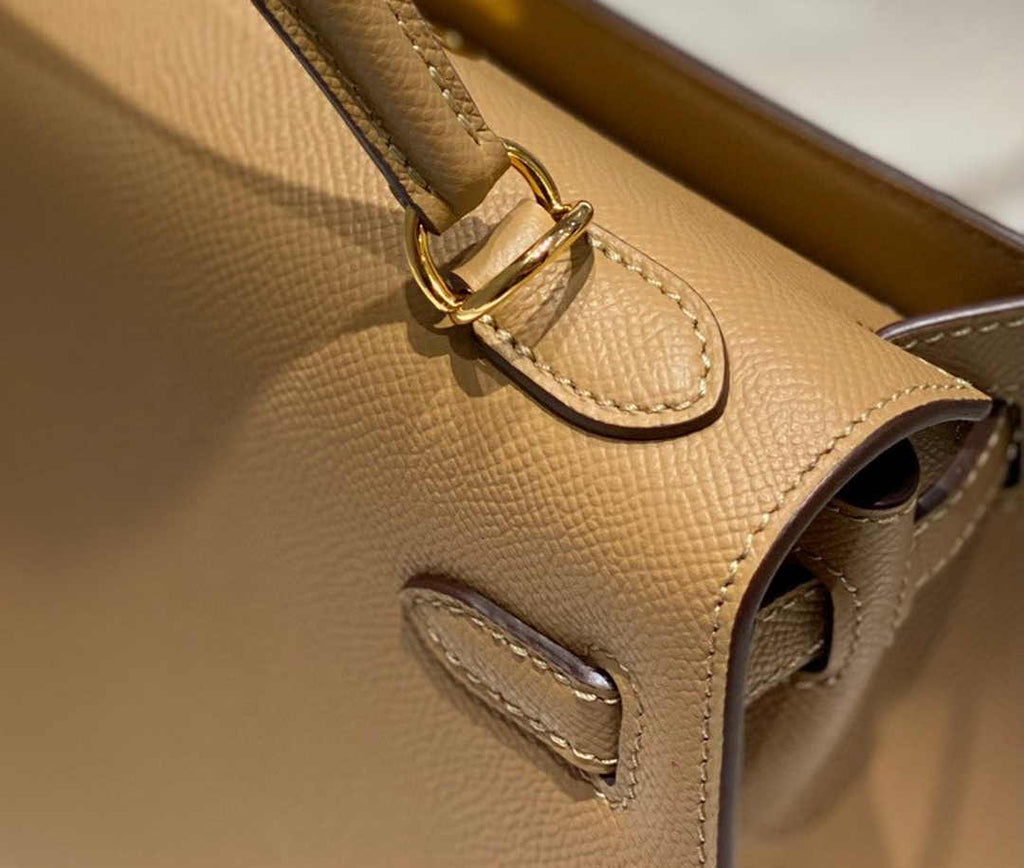 Hermes Kelly Bag 25 Tan Epsom Leather Gold Hardware H7106