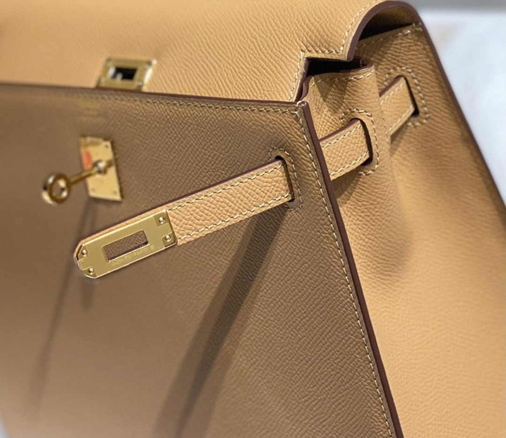 Hermes Kelly Bag 25 Tan Epsom Leather Gold Hardware H7106