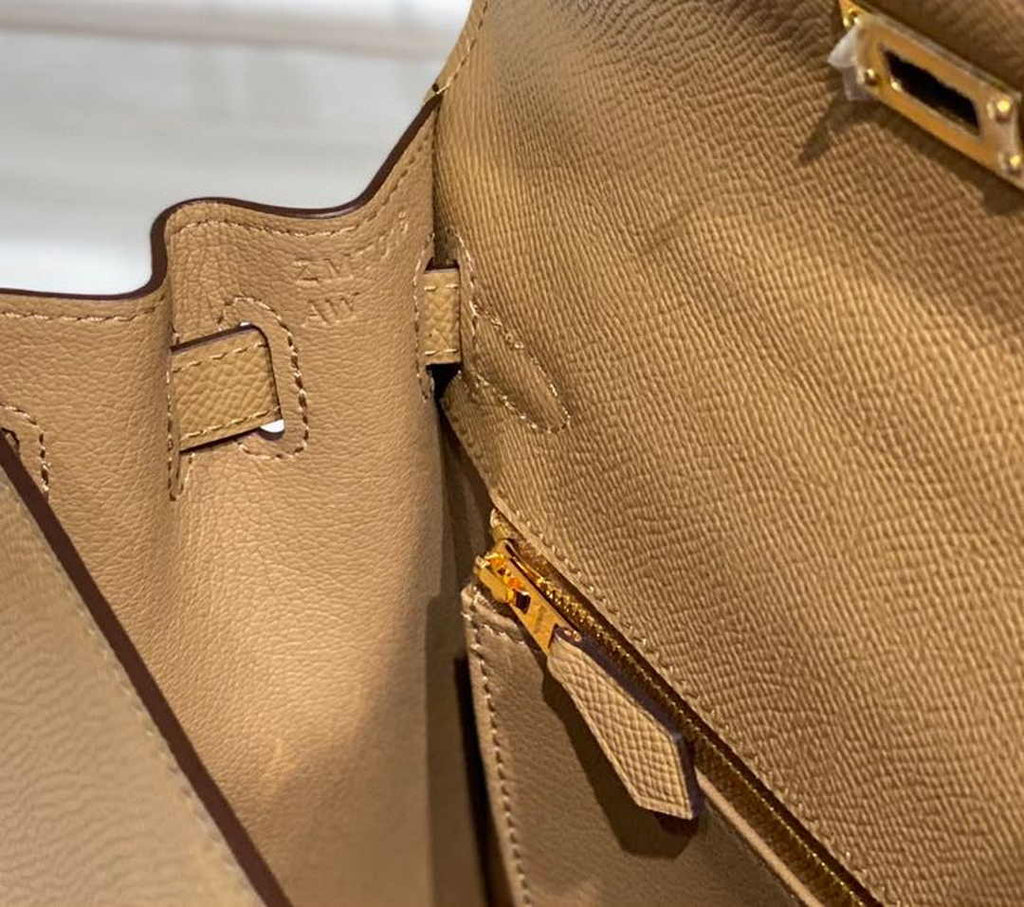 Hermes Kelly Bag 25 Tan Epsom Leather Gold Hardware H7106
