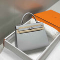 Hermes Kelly Bag 25 Gray Epsom Leather Silver Hardware H7105