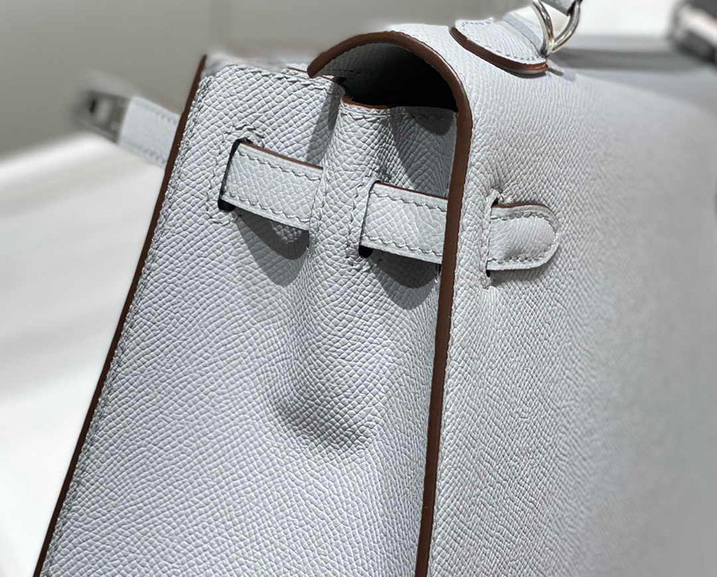Hermes Kelly Bag 25 Gray Epsom Leather Silver Hardware H7105