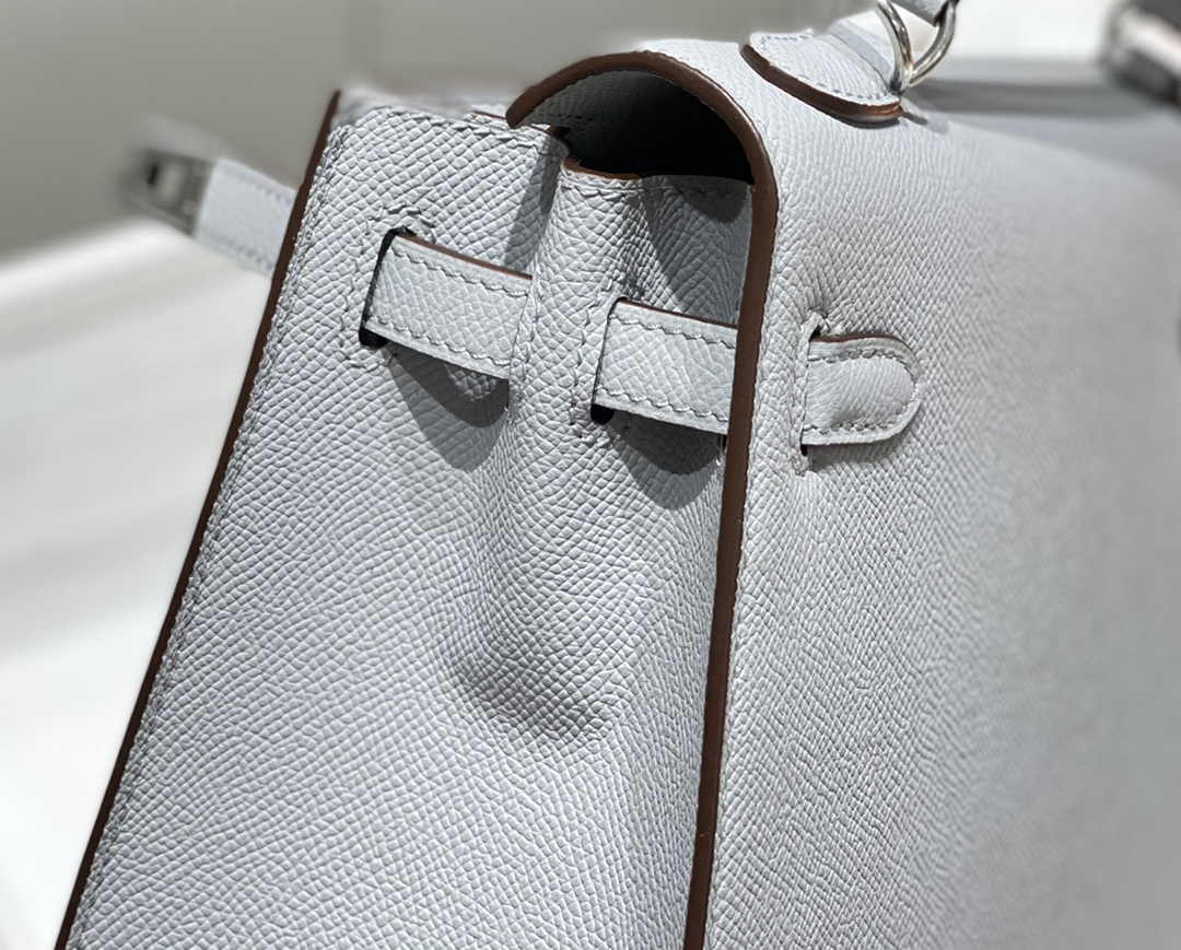 Hermes Kelly Bag 25 Gray Epsom Leather Silver Hardware H7105