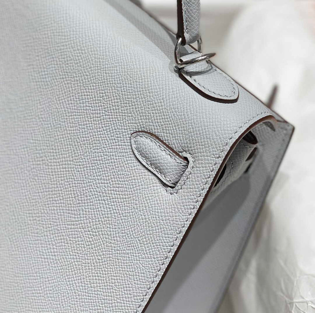 Hermes Kelly Bag 25 Gray Epsom Leather Silver Hardware H7105