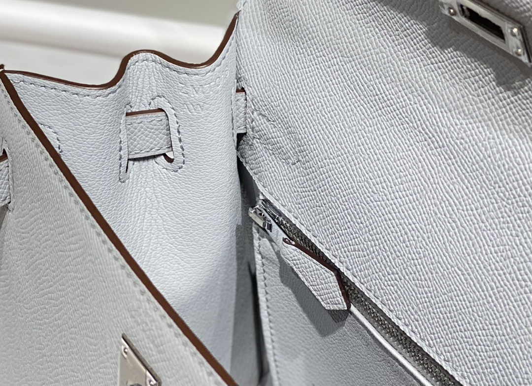 Hermes Kelly Bag 25 Gray Epsom Leather Silver Hardware H7105