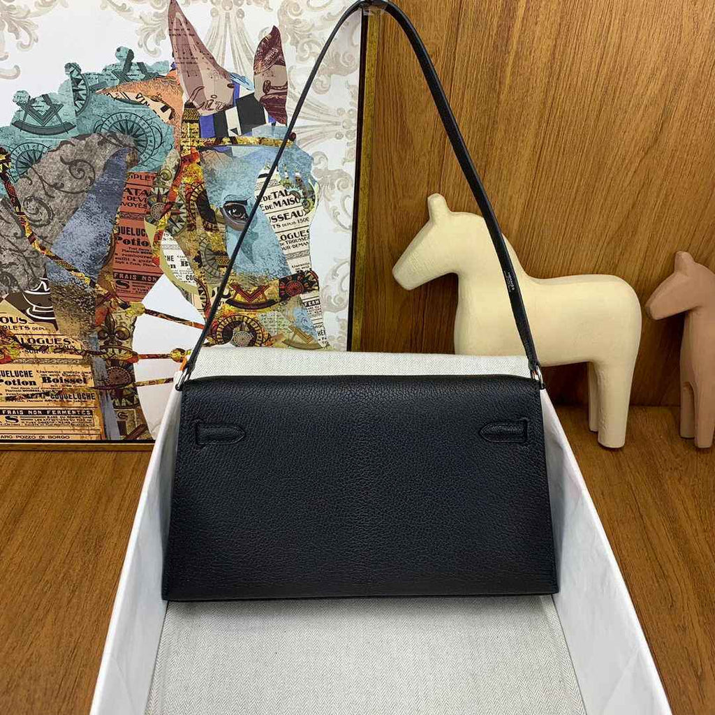 Hermes Kelly Bag Silver Hardware with Elan Black Leather